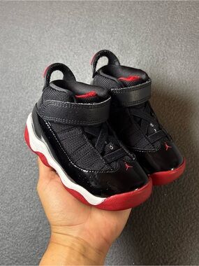 Jordan Kids Black and Red High-Top Sneakers